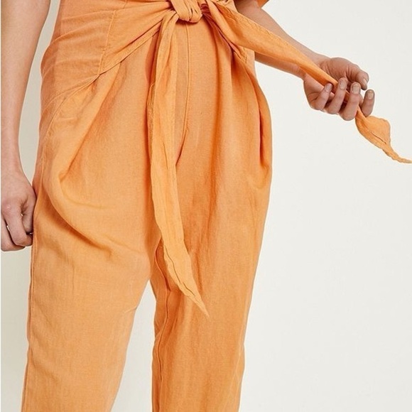 Free People Shining Sun Orange Tie-Front Jumpsuit - Picture 9 of 14